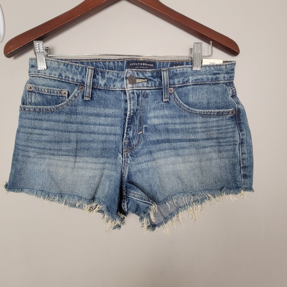 Lucky Brand Los Angeles 4/27 Womens Raw Hem Cut Off Jeans Shorts Pants #7WP10625